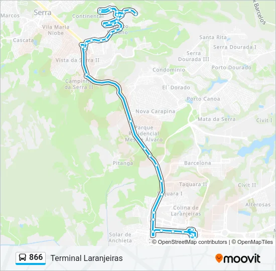 866 Bus Line Map