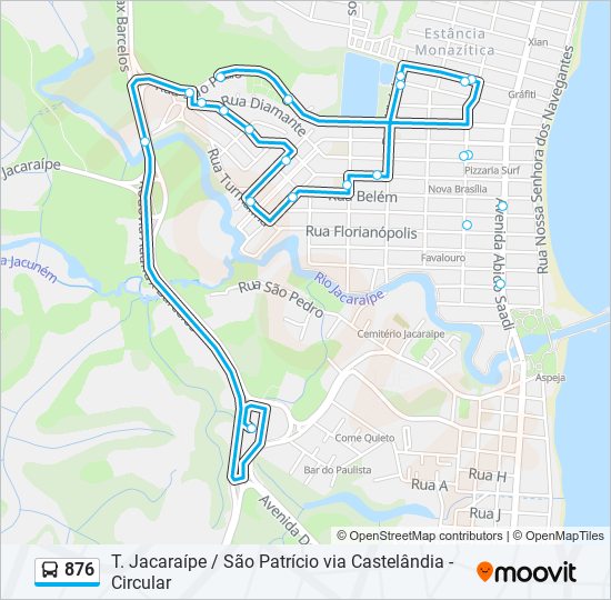 Mapa de 876 de autobús