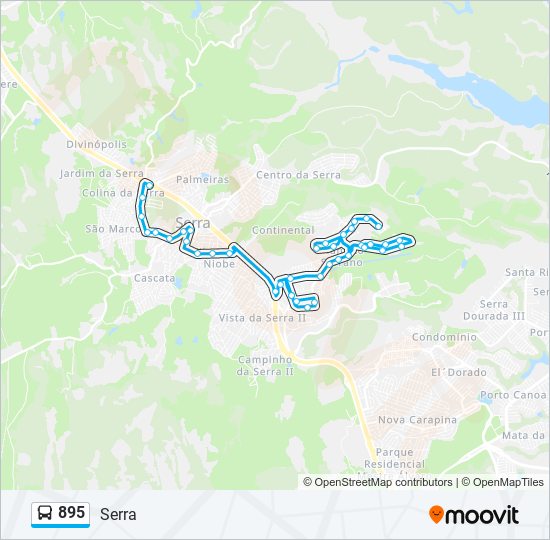 Mapa da linha 895 de ônibus