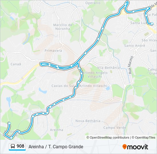 908 bus Line Map