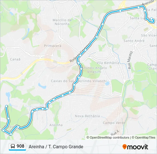 908 Bus Line Map