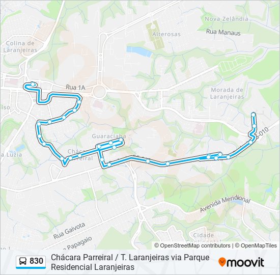 Mapa de 830 de autobús