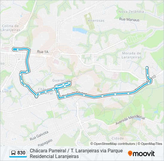 Mapa de 830 de autobús