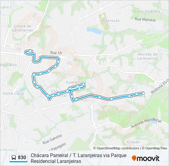 Mapa de 830 de autobús