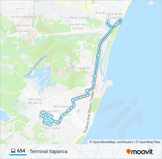654 Bus Line Map