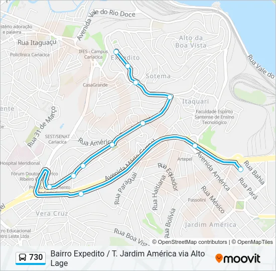 730 Bus Line Map