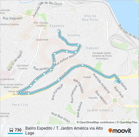 730 bus Line Map