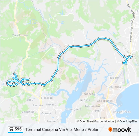 Mapa da linha 595 de ônibus
