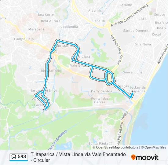 593 Bus Line Map