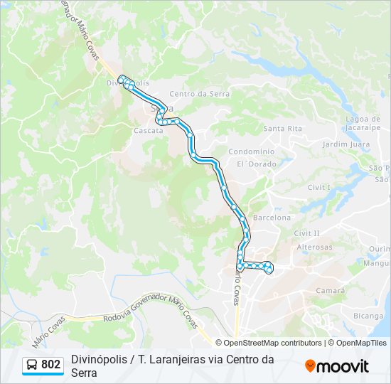 Mapa da linha 802 de ônibus