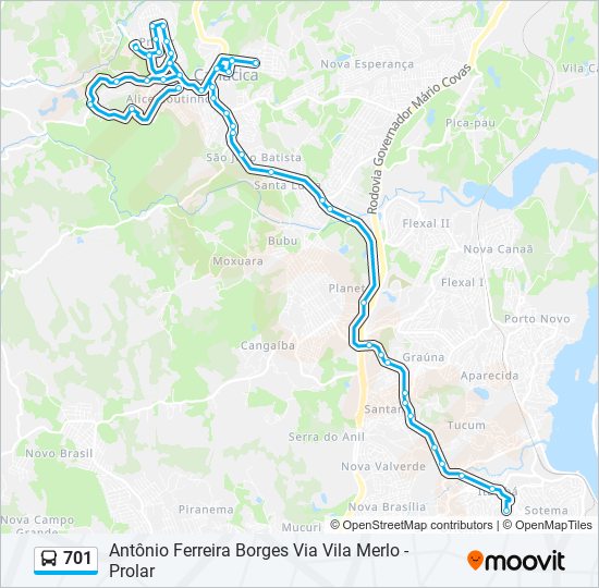 Mapa de 701 de autobús