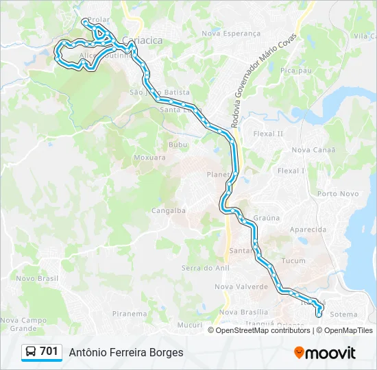 701 Bus Line Map