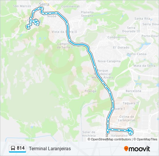 Mapa da linha 814 de ônibus