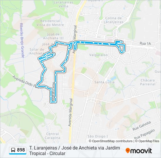 Mapa de 898 de autobús