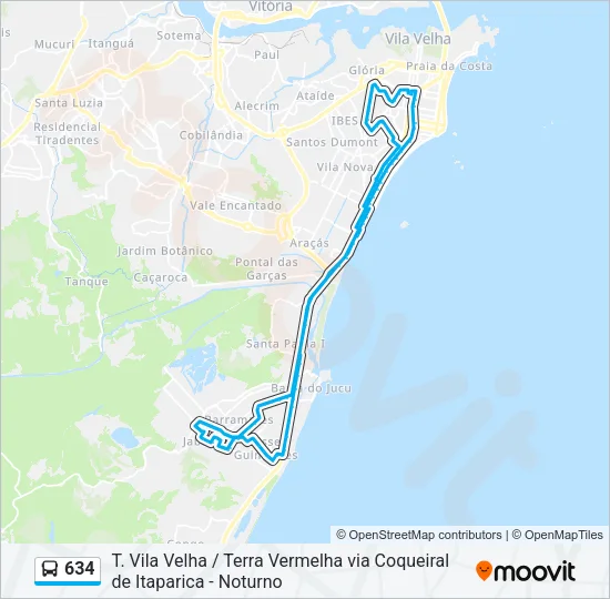 634 Bus Line Map