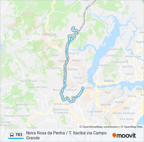 Mapa da linha 783 de ônibus