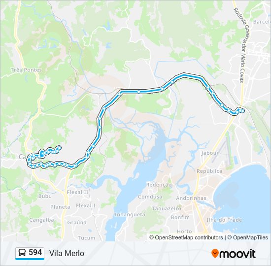 Mapa da linha 594 de ônibus