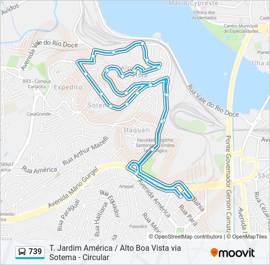 Mapa da linha 739 de ônibus