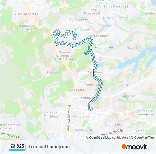 825 bus Line Map