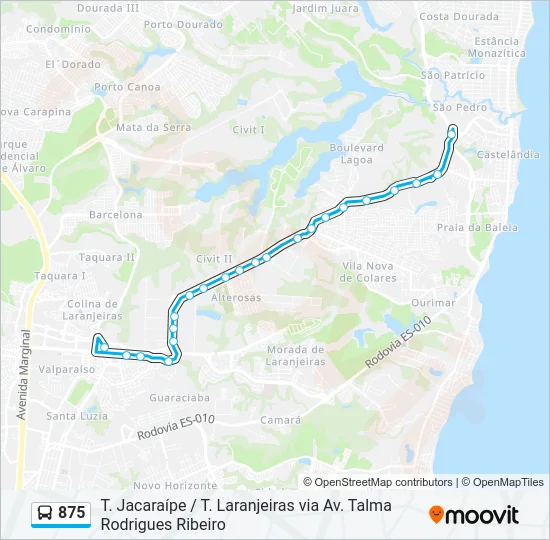 875 Bus Line Map