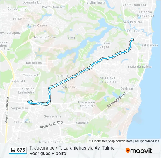 875 Bus Line Map