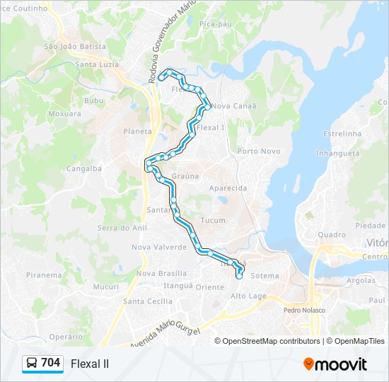 Mapa de 704 de autobús