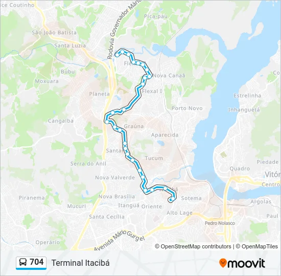 704 Bus Line Map