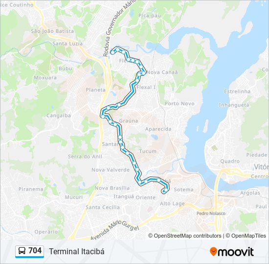 Mapa de 704 de autobús