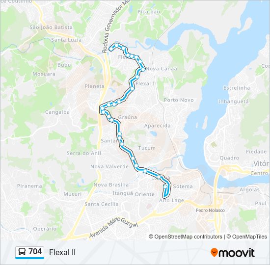 Mapa de 704 de autobús
