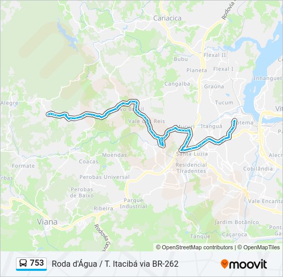 Mapa da linha 753 de ônibus