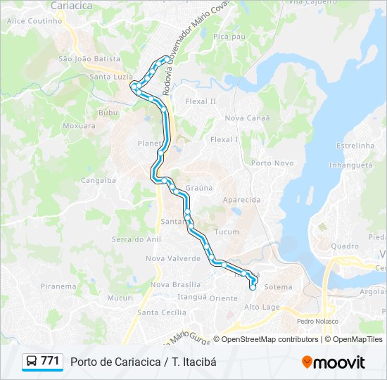 Mapa da linha 771 de ônibus