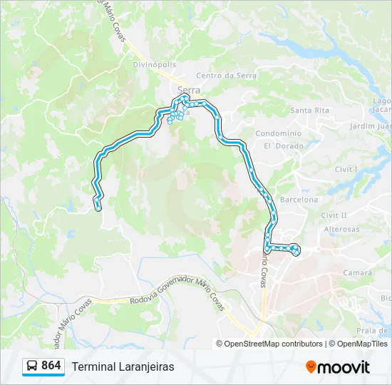 864 Bus Line Map