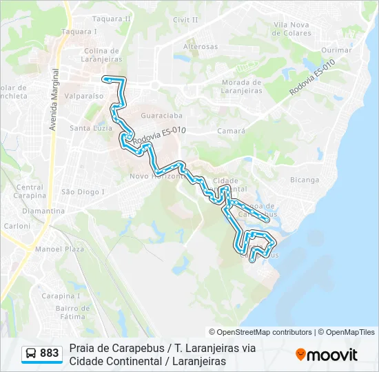 883 Bus Line Map