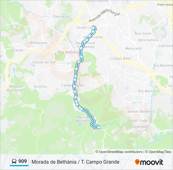 909 Bus Line Map
