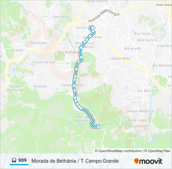 909 Bus Line Map