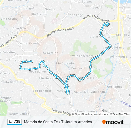 738 Bus Line Map