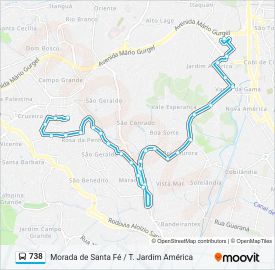 738 Bus Line Map