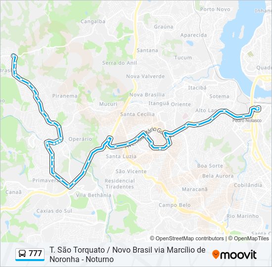 Mapa da linha 777 de ônibus