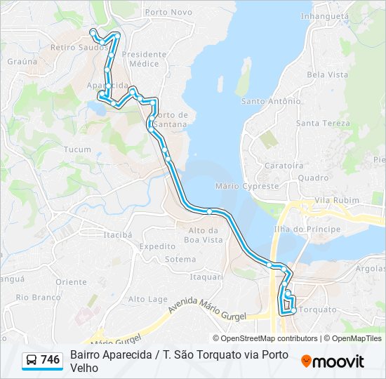 Mapa da linha 746 de ônibus