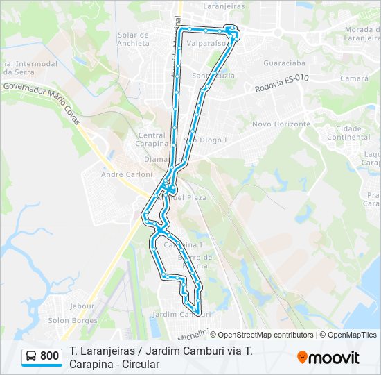 Mapa de 800 de autobús