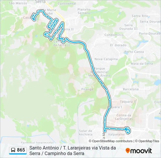 865 Bus Line Map