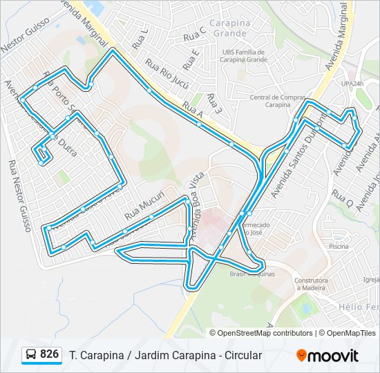 Mapa de 826 de autobús