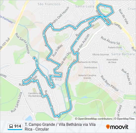 914 bus Line Map