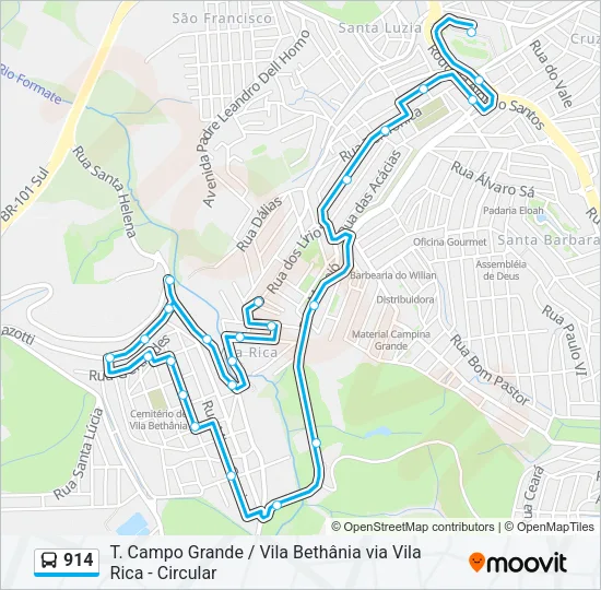 914 Bus Line Map