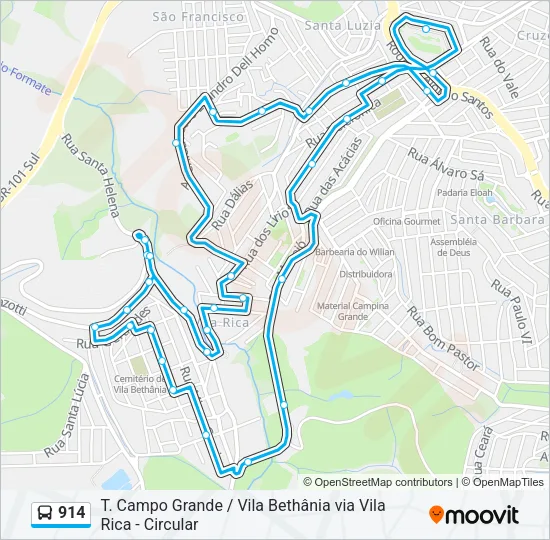 914 Bus Line Map