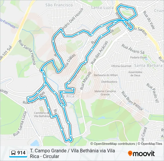 914 Bus Line Map
