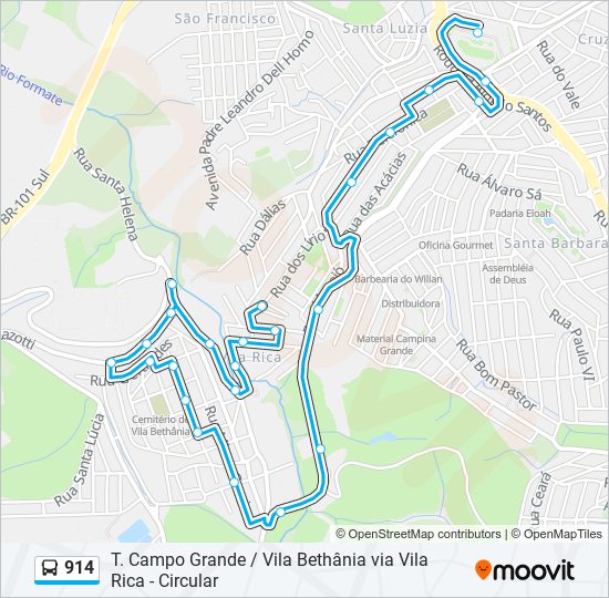 914 bus Line Map