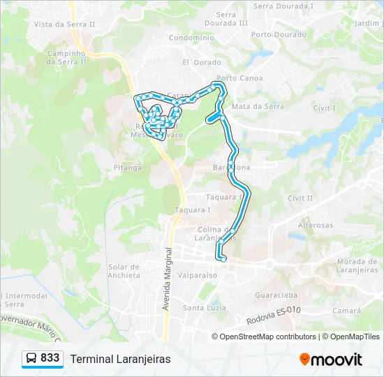 833 Bus Line Map
