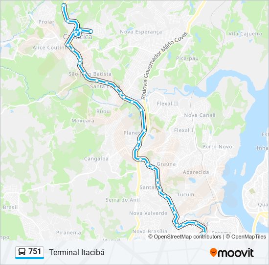 751 bus Line Map