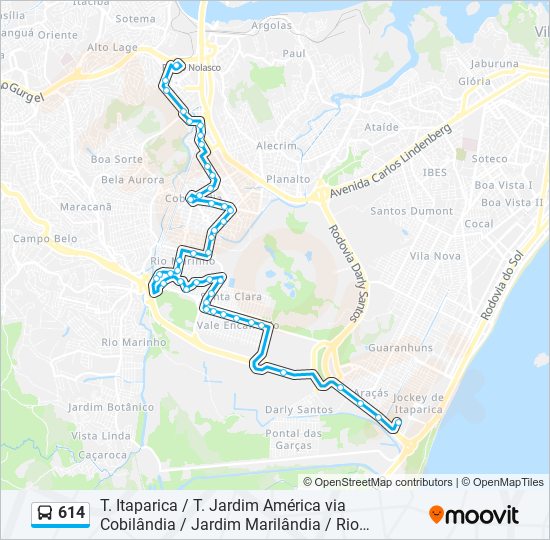 Mapa de 614 de autobús